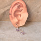 925 Sterling Silver Amethyst Butterfly & Pearls Lever Back Earrings