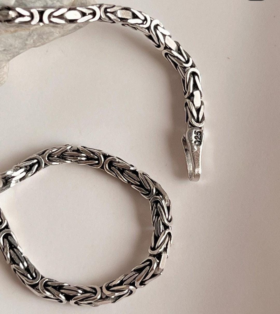 Vintage Antique Patterned Silver Bracelet for Jewelry