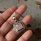 925 Sterling Silver Rose Quartz Square Pendant