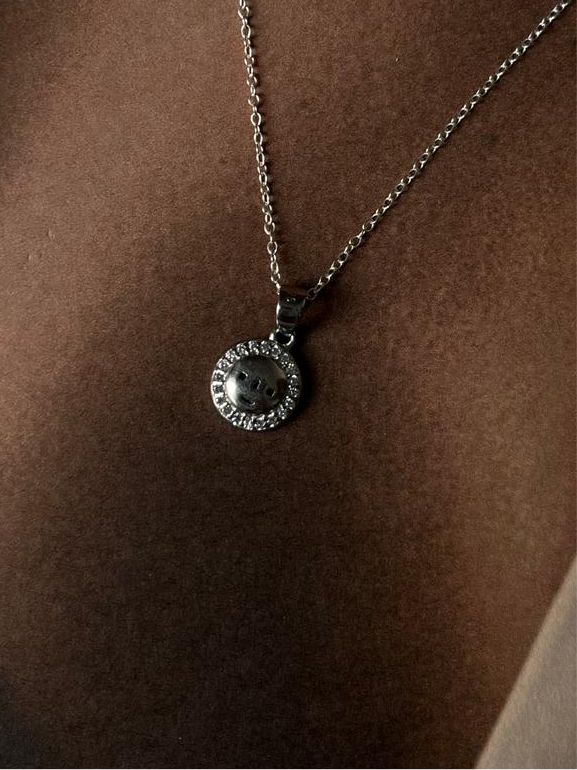 Sun face sterling silver necklace