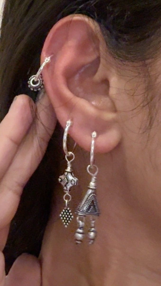 925 Sterling Silver Handcrafted Mandali Rawa Hoops Earrings