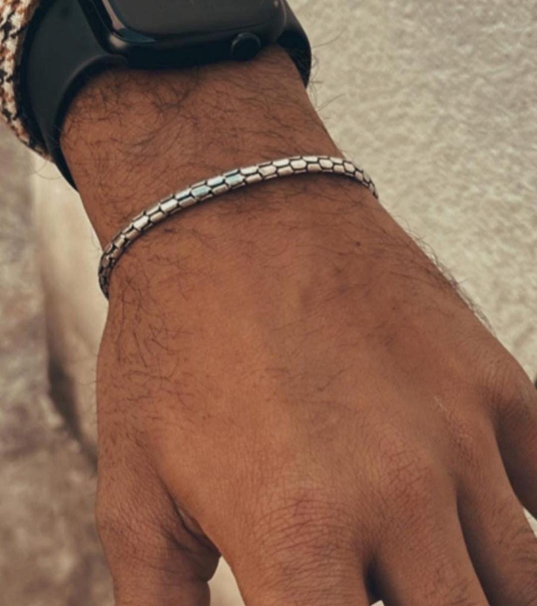 Vintage Snake Pattern Silver Bracelet for Jewelry