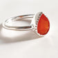 Stylish carnelian pear silver ring with smooth finish