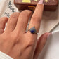 Charming Lapis Lazuli Fan Ring in Silver for Boho Style