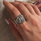 Elegant chunky vintage motif band ring in polished finish