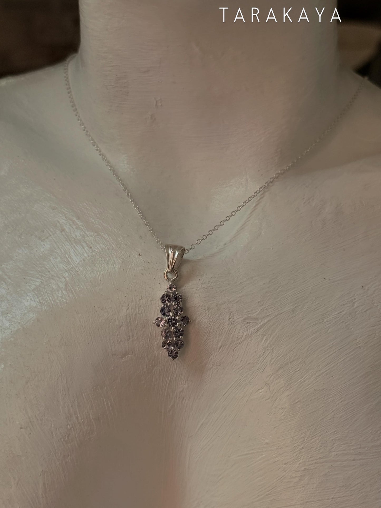 925 Sterling Silver Tanzanite long Flower Statement Pendant