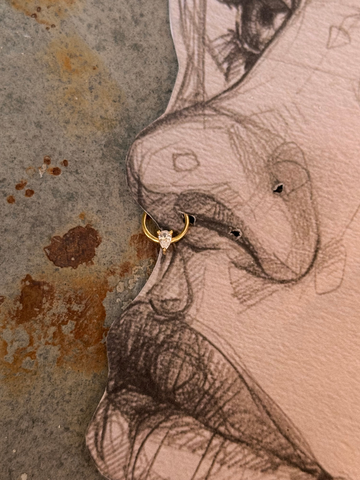 925 Sterling Silver Gold Vermeil Cz Septum Clip ons