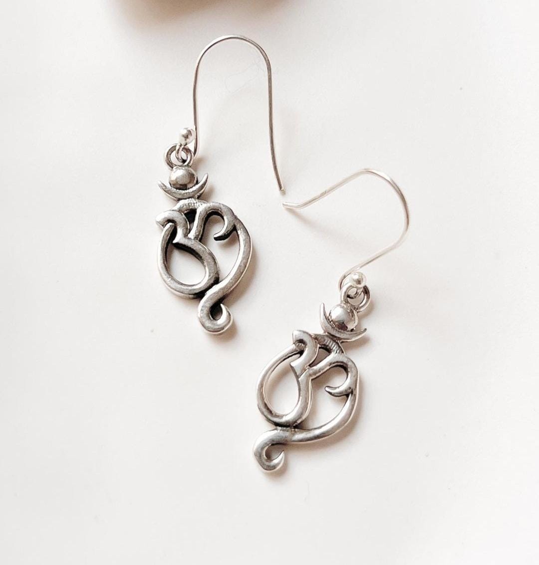 Sterling Silver Om Aum Symbol Earrings