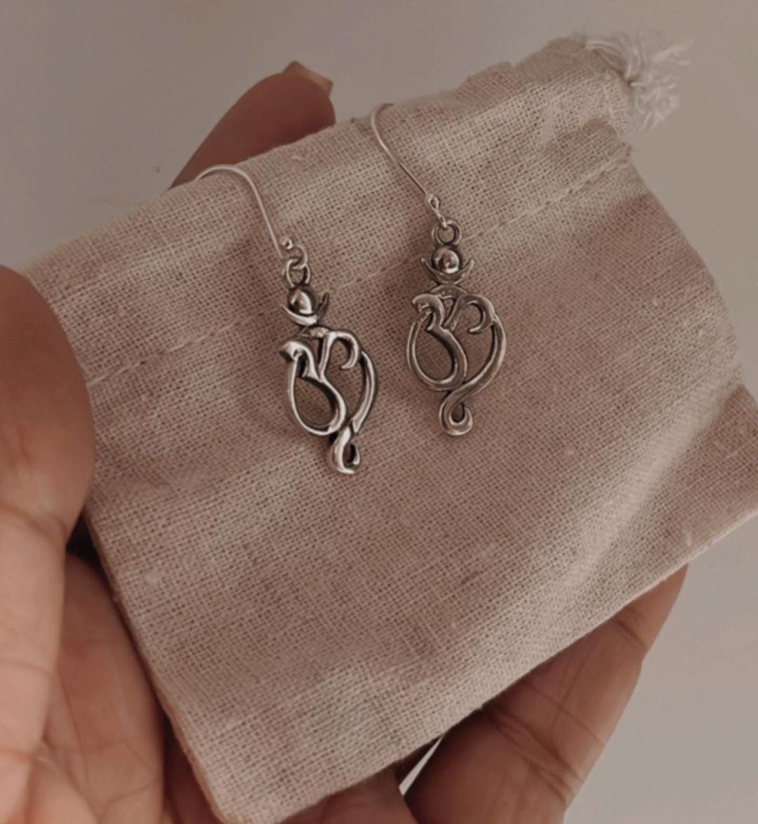 Sterling Silver Earrings with Om Aum Symbol
