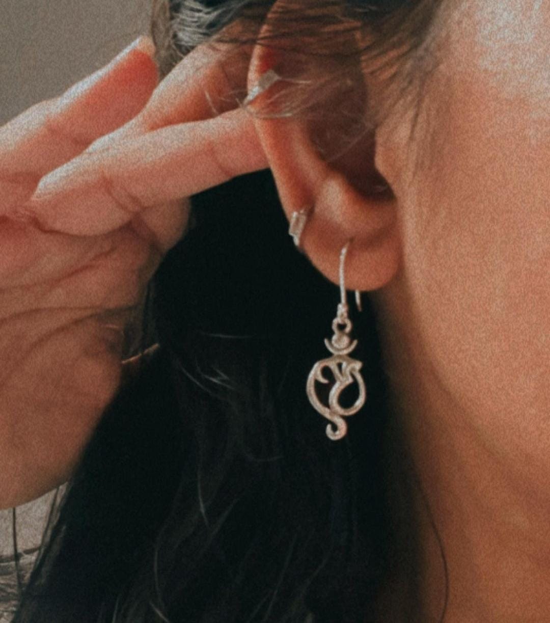 Sterling Silver Earrings Featuring Om Aum