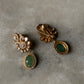 925 Sterling Silver Gold Plated Antique Moissanite Polki ,Green Onyx Oval Drop Earrings