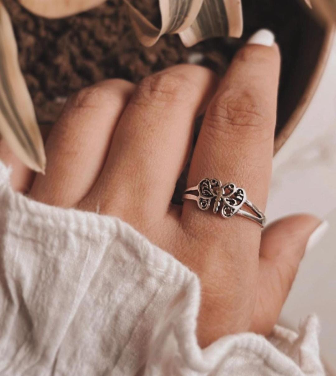 Handcrafted Titli silver ring with butterfly motif