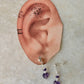 925 Sterling Silver Amethyst Heart, Clear Quartz & Pearl Stud Earrings