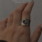 925 Sterling Silver Amethyst Textured Rustic Statement Ring