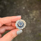925 Sterling Silver Labradorite & CZ Flower Ring