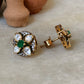 925 Sterling Silver Gold Plated Moissanite Polki Green Onyx Studs Earrings