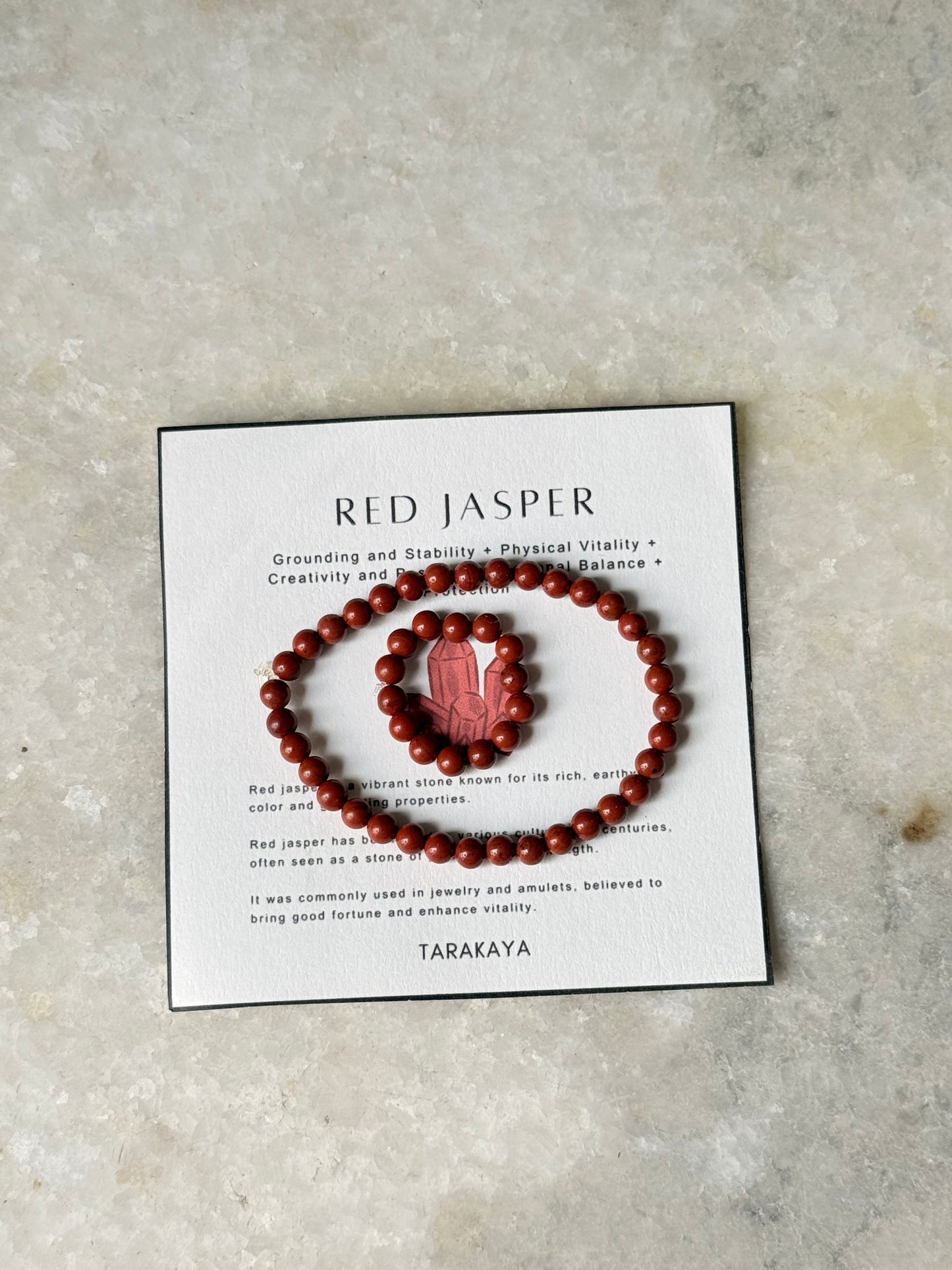 Natural Crystal Red Jasper 4mm Stretchy Rings & Bracelet