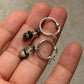 925 Sterling Silver Malachite, Quartz, Dalmation Hoops