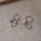 925 Sterling Silver Rose Quartz Heart, Opal Star and Fresh Water Pearl Handcrafted Hoops