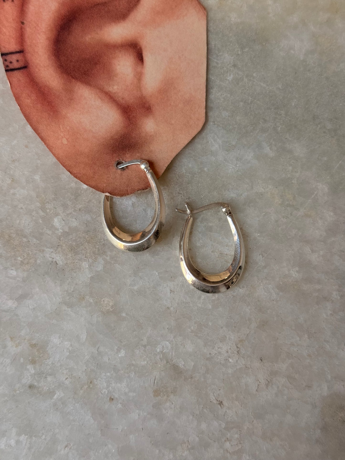 925 Sterling Silver Chunky Italian U Hoops Earrings