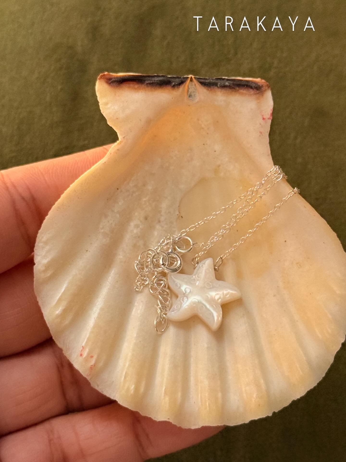 925 Sterling Silver Mother of Pearl Starfish Handcrafted Necklace