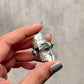 925 Sterling Silver Green Tourmaline Raw Uncut Molten Textured Statement Handcrafted Ring