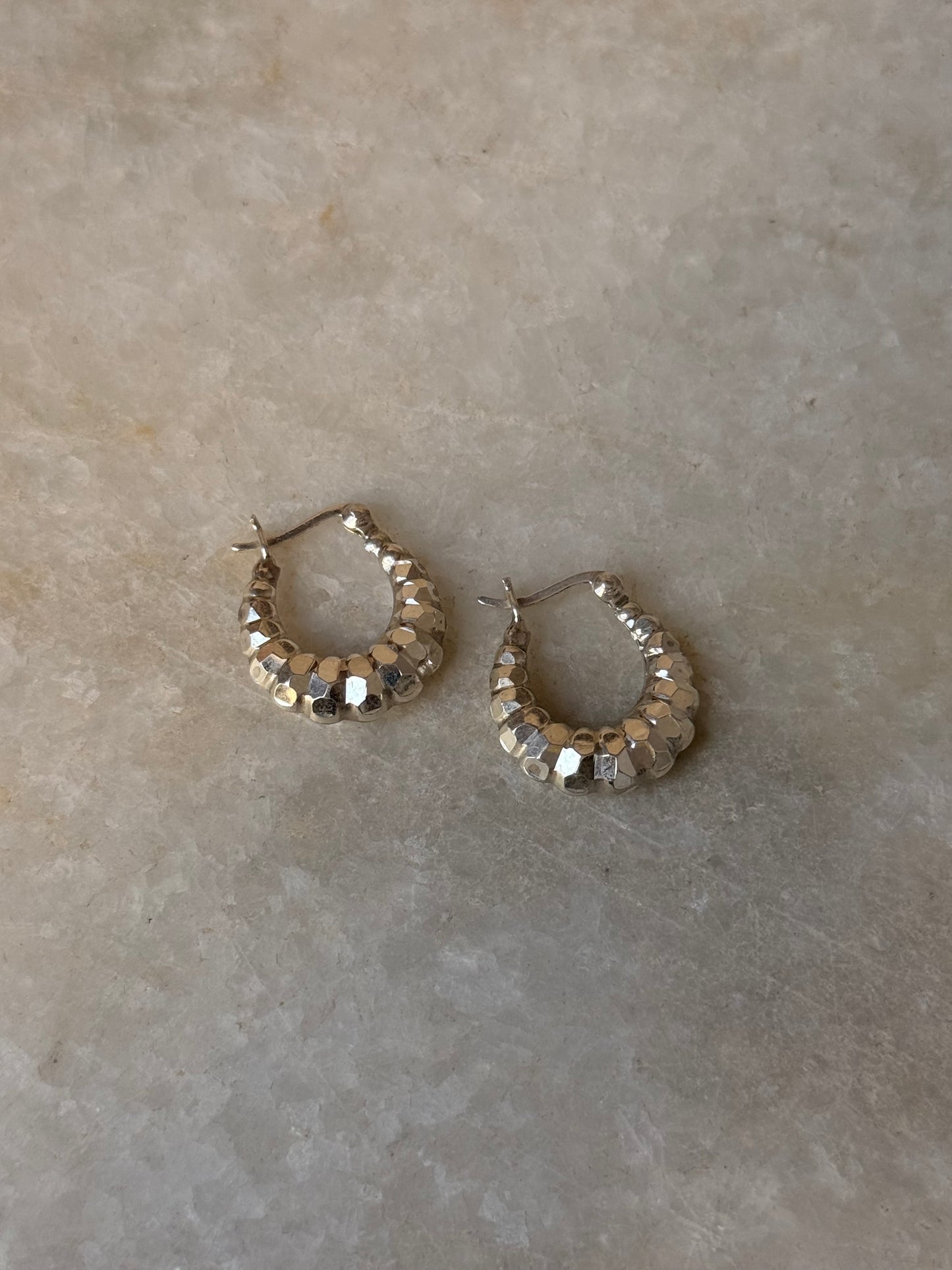 925 Sterling Silver Chunky Italian Disco U Hoops Earrings