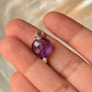 925 Sterling Silver Amethyst Heart with Pearl Crystal Charm