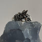 Sophisticated fairy in the garden silver ring with graceful, garden scene