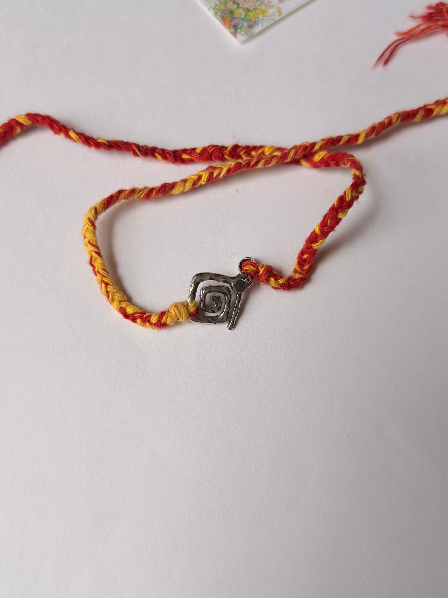 925 Sterling Silver Rustic Hammered Spiral Reusable as Pendant Handcrafted Rakhi