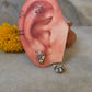 925 Sterling Silver Gold Plated Moissanite Polki Paisley Studs Earrings