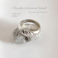 Chunky croissant band silver ring with textured finish