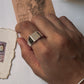 Classic square signet 925 sterling silver ring for men  