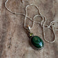 925 Sterling Silver Malachite Oval &  Peridot Round Faceted Handcrafted One of a Kind Pendant