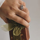 Floral Leaf Embellished Silver Ring