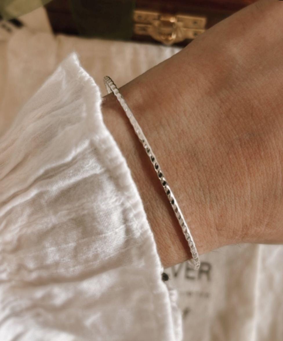 Hammered Adjustable Stackable Silver Kada
