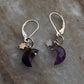 Celestial Amethyst Moon with Silver Star Lever Back Earrings