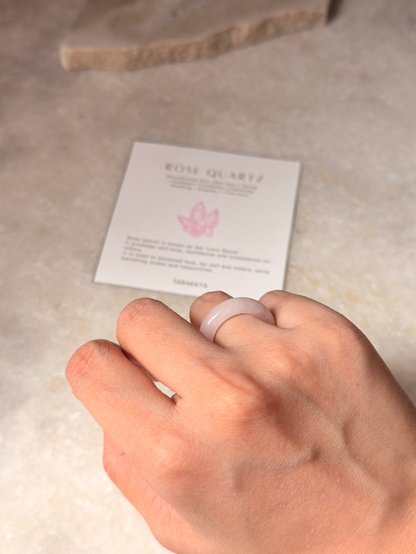 Natural Crystal Rose Quartz Dark Shade Band Ring