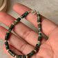 925 Sterling Silver African Turquoise Flat Tube Crystal Silver Balls Bracelet
