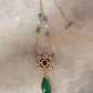 Antique Moissanite Polki Green Onyx Necklace with Freshwater Pearl Pear Drops in 925 Sterling Silver
