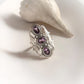 Amethyst Silver Ring with Three Stones for Spiritual Balance