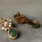 925 Sterling Silver Gold Plated Antique Moissanite Polki ,Green Onyx Oval Drop Earrings