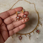 925 Sterling Silver Red Stone , Fresh Water Pearls & Kundan Polki Handcrafted Gold Plated Necklace Set