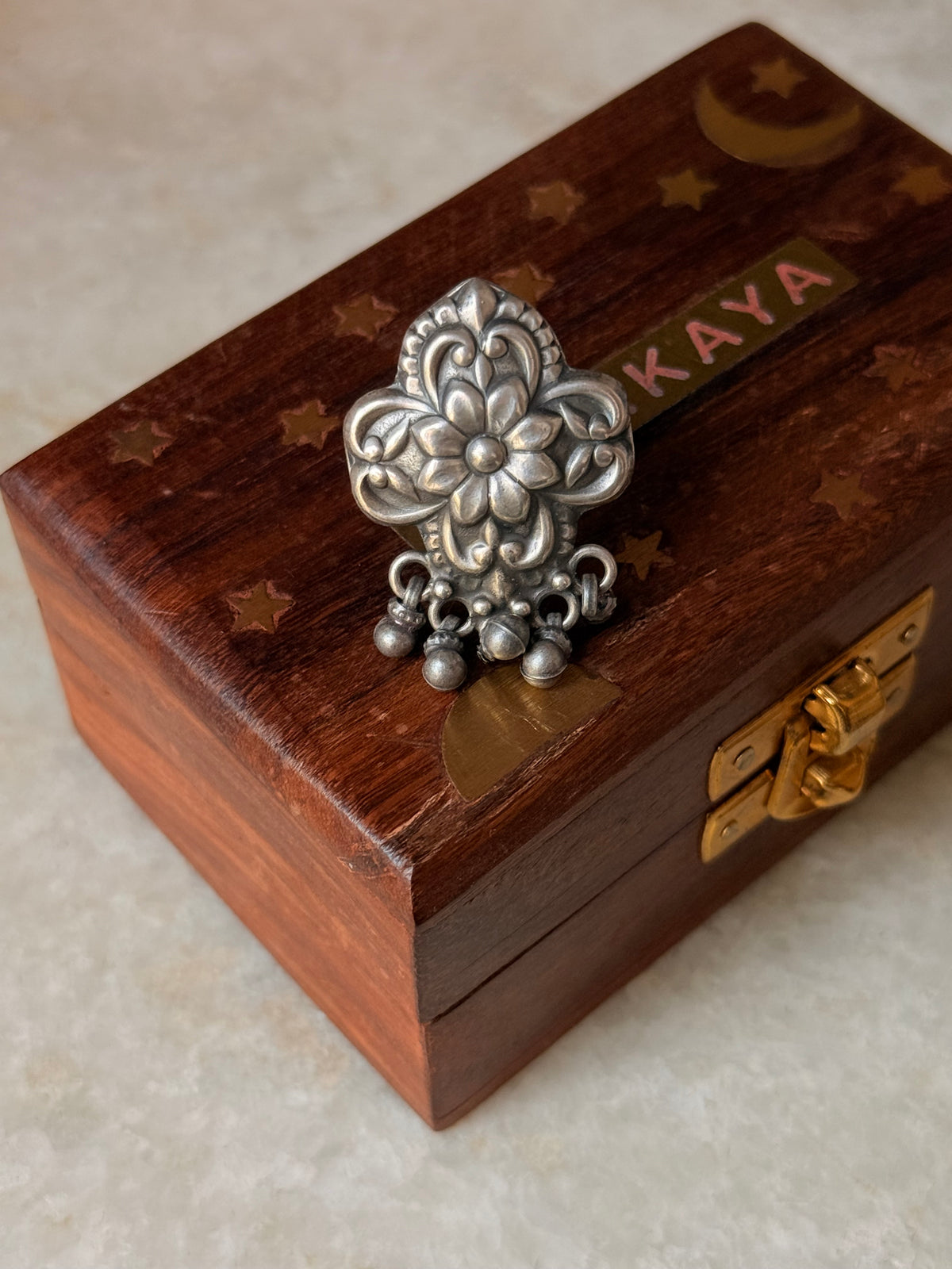 925 Sterling Silver Antique Ghungroo Handcrafted Adjustable Ring