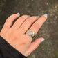 925 Sterling Silver Rose Quartz Square Dual Tone Rustic Ring