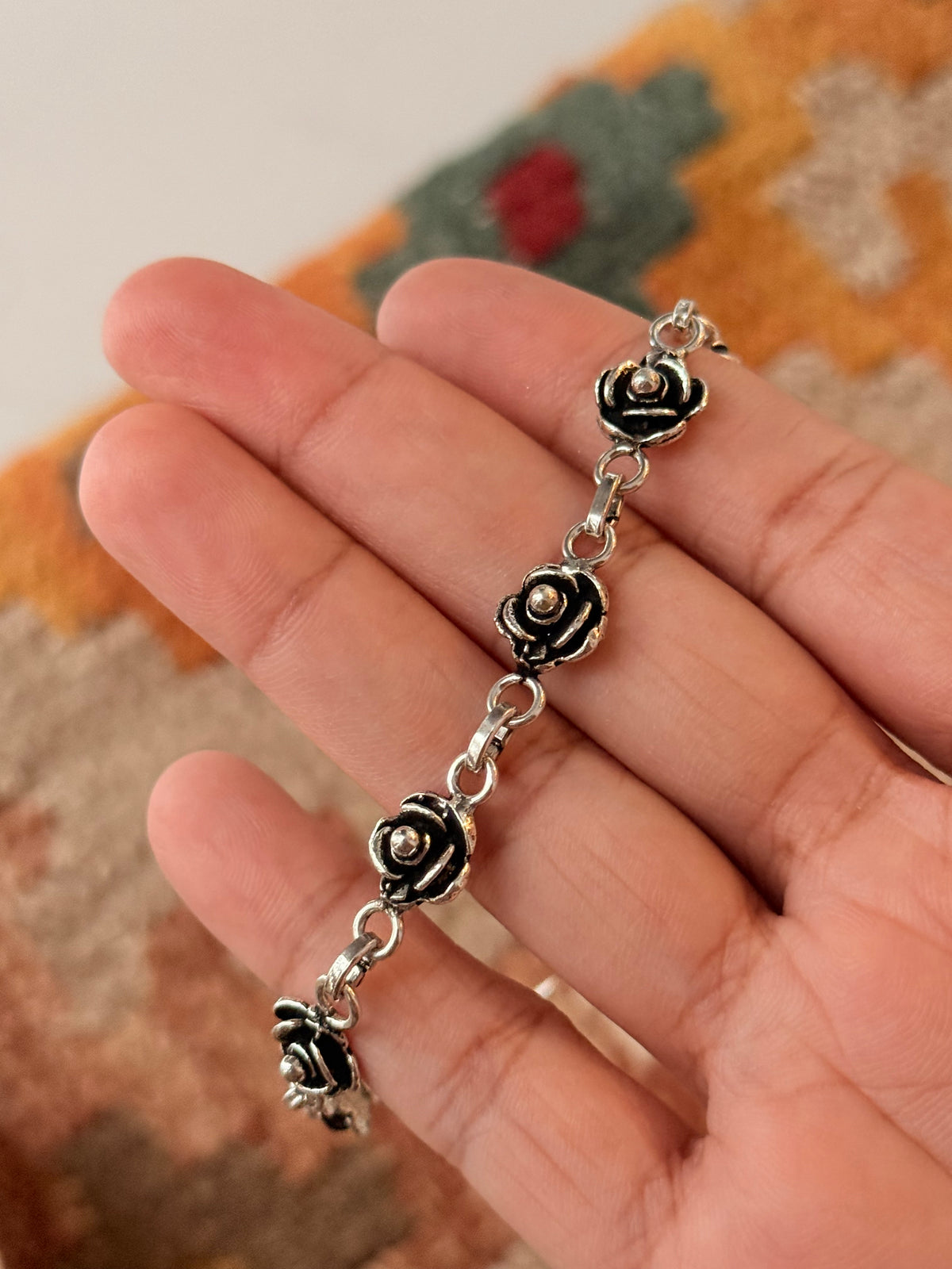 925 Sterling Silver Antique Rose Bracelet