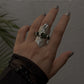 925 Sterling Silver Green Tourmaline Raw Uncut Molten Textured Ring