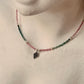 Multi Tourmaline 2mm Tribal Rawa Charm & Silver Balls 925 Sterling Silver Necklace