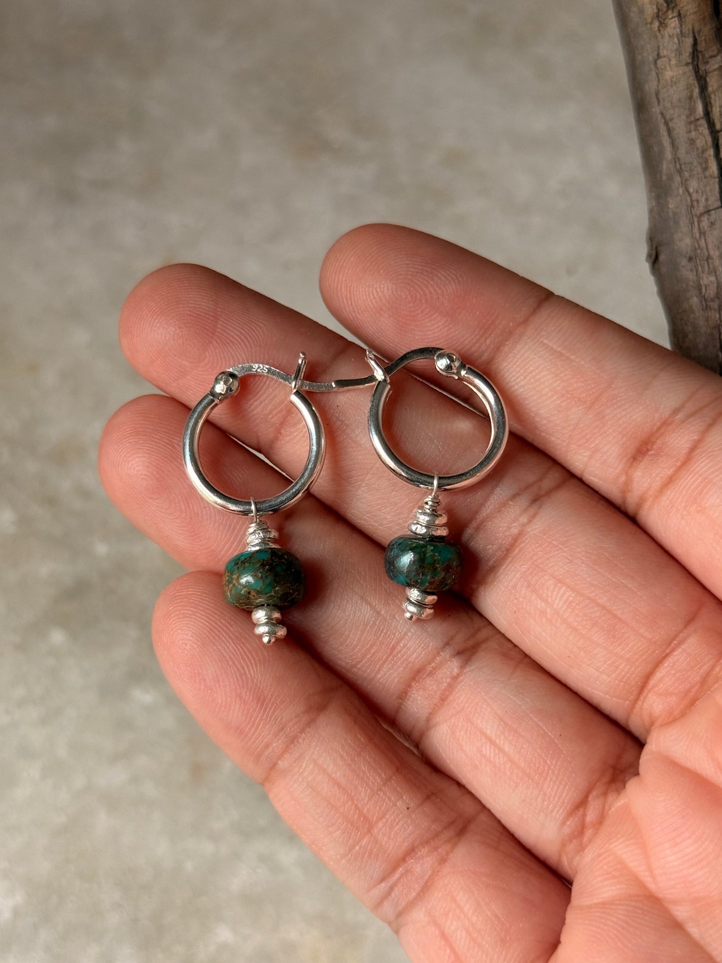 925 Sterling Silver Kingsman With Molten beads Italian Hoops