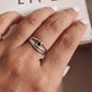 Unique Black Onyx Silver Ring with Wire Wrap Design